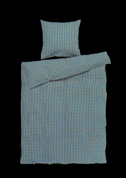 JUNA Bæk&Bølge Sengetøj 140x200 cm blå/okker DK | Køb her