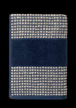 JUNA Check Håndklæde 70x140 cm mørk blå/sand | Køb her