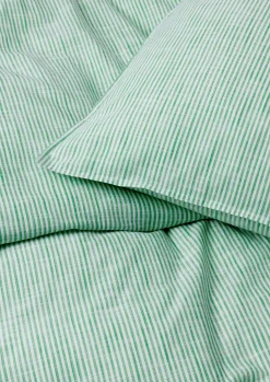 JUNA Monochrome Lines Sengetøj 220x220cm grøn/hvid | Køb her