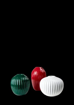Kähler Hammershøi Vase miniature rød/grøn/hvid 3 stk.