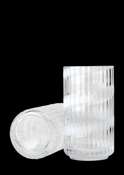 Lyngby Porcelæn Vase H15.5 cm swirl hvid mundblæst glas